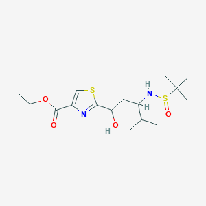 2-[1-Hydroxy-4-methyl-3-(2-methyl-propane-2-sulfinylamino)-pentyl]-thiazole-4-carboxylic acid ethyl ester