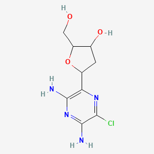 molecular formula C9H13ClN4O3 B8657779 2-Chloro-6-(beta-D-2-deoxyribofuranosyl)-3,5-diaminopyrazine 