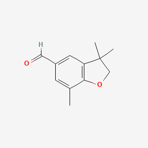 molecular formula C12H14O2 B8657831 3,3,7-Trimethyl-2,3-dihydro-1-benzofuran-5-carbaldehyde 