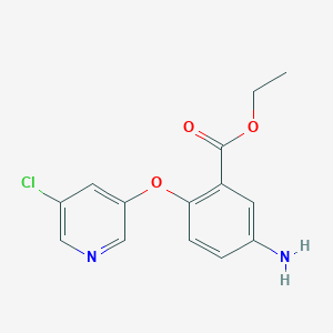 molecular formula C14H13ClN2O3 B8657938 Ethyl 5-amino-2-(3-chloro-5-pyridyloxy)benzoate 