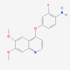 molecular formula C17H15FN2O3 B8658226 4-[(6,7-Dimethoxy-4-quinolyl)oxy]-2-fluoroaniline CAS No. 228559-74-8