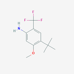molecular formula C12H16F3NO B8658551 1-Tert-butyl-2-methoxy-5-(trifluoromethyl)-4-aminobenzene 
