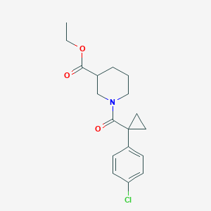 molecular formula C18H22ClNO3 B8658626 Ethyl 1-[1-(4-chlorophenyl)cyclopropanecarbonyl]piperidine-3-carboxylate 