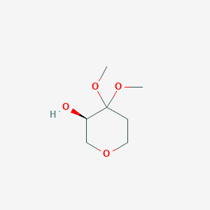molecular formula C7H14O4 B8658718 2H-Pyran-3-OL, tetrahydro-4,4-dimethoxy-, (3R)- CAS No. 851916-47-7