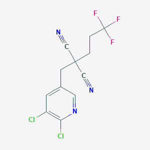 molecular formula C12H8Cl2F3N3 B8658752 [(5,6-Dichloropyridin-3-yl)methyl](3,3,3-trifluoropropyl)propanedinitrile CAS No. 647839-50-7