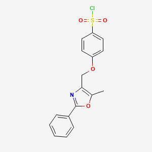molecular formula C17H14ClNO4S B8658759 4-(5-Methyl-2-phenyl-oxazol-4-ylmethoxy)-benzenesulfonyl chloride CAS No. 532958-73-9