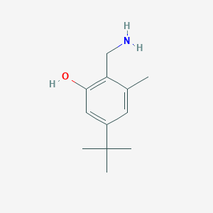 molecular formula C12H19NO B8659018 2-(Aminomethyl)-5-tert-butyl-3-methylphenol 