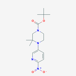 molecular formula C16H24N4O4 B8659250 tert-Butyl 3,3-Dimethyl-4-(6-nitropyridin-3-yl)piperazine-1-carboxylate 