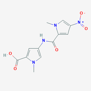 molecular formula C12H12N4O5 B8659635 1-Methyl-4-(1-methyl-4-nitropyrrole-2-carboxamido)pyrrole-2-carboxylic acid 