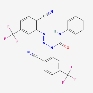 molecular formula C23H12F6N6O B8659870 2-Triazene-1-carboxamide, 1,3-bis(2-cyano-5-(trifluoromethyl)phenyl)-N-phenyl- CAS No. 58458-18-7