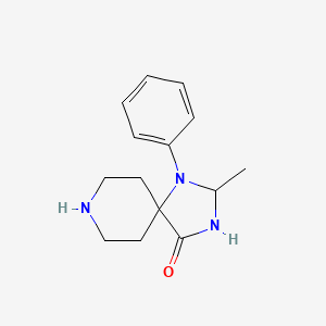 molecular formula C14H19N3O B8659915 2-Methyl-1-phenyl-1,3,8-triazaspiro[4.5]decan-4-one CAS No. 1023-83-2