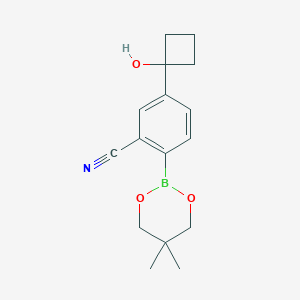 2-(5,5-Dimethyl-1,3,2-dioxaborinan-2-yl)-5-(1-hydroxycyclobutyl)benzonitrile