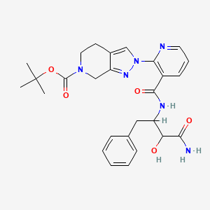 molecular formula C27H32N6O5 B8660128 tert-Butyl 2-(3-((4-amino-3-hydroxy-4-oxo-1-phenylbutan-2-yl)carbamoyl)pyridin-2-yl)-4,5-dihydro-2H-pyrazolo[3,4-c]pyridine-6(7H)-carboxylate 