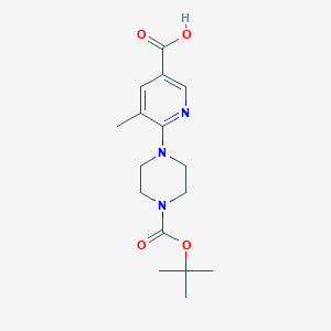 molecular formula C16H23N3O4 B8660446 6-(4-(tert-Butoxycarbonyl)piperazin-1-yl)-5-methylnicotinic acid 