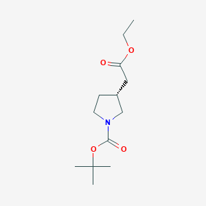 molecular formula C13H23NO4 B8660588 (R)-tert-butyl 3-(2-ethoxy-2-oxoethyl)pyrrolidine-1-carboxylate 