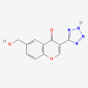 molecular formula C11H8N4O3 B8660996 6-(Hydroxymethyl)-3-(2H-tetrazol-5-yl)-4H-1-benzopyran-4-one CAS No. 61776-55-4