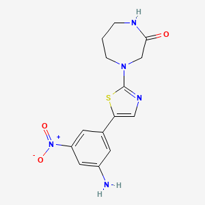 molecular formula C14H15N5O3S B8661346 4-[5-(3-Amino-5-nitrophenyl)-1,3-thiazol-2-yl]-1,4-diazepan-2-one 