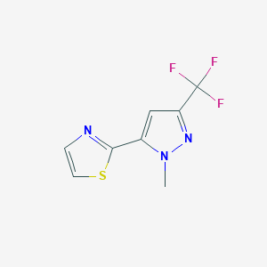 molecular formula C8H6F3N3S B8661702 2-(1-Methyl-3-(trifluoromethyl)-1H-pyrazol-5-YL)thiazole 