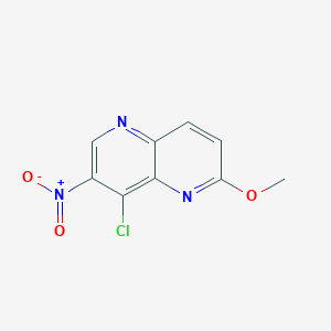 molecular formula C9H6ClN3O3 B8661980 8-Chloro-2-methoxy-7-nitro-1,5-naphthyridine 