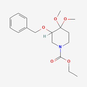 molecular formula C17H25NO5 B8662354 Ethyl 4,4-dimethoxy-3-(phenylmethoxy)piperidine-1-carboxylate CAS No. 84176-72-7