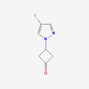 molecular formula C7H7IN2O B8662412 3-(4-Iodo-1H-pyrazol-1-yl)cyclobutan-1-one 