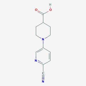 molecular formula C12H13N3O2 B8662522 6'-Cyano-3,4,5,6-tetrahydro-2H-[1,3']bipyridinyl-4-carboxylic acid 