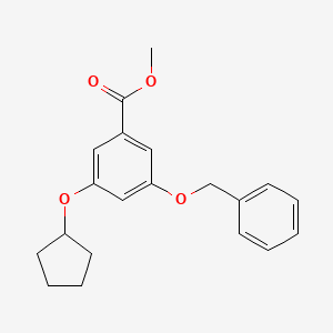 molecular formula C20H22O4 B8662526 Methyl 3-(cyclopentyloxy)-5-[(phenylmethyl)oxy]benzoate CAS No. 919784-56-8