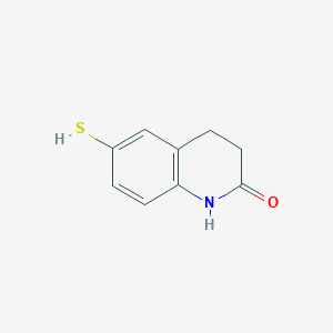 molecular formula C9H9NOS B8662568 6-Mercapto-1,2,3,4-tetrahydroquinolin-2-one CAS No. 66657-43-0