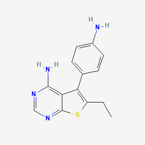 molecular formula C14H14N4S B8662692 5-(4-Aminophenyl)-6-ethylthieno[2,3-d]pyrimidin-4-amine CAS No. 605661-25-4