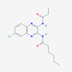 molecular formula C17H21ClN4O2 B8662786 N-(7-Chloro-3-propanamidoquinoxalin-2-YL)hexanamide CAS No. 61929-12-2