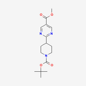 molecular formula C16H23N3O4 B8662812 Methyl 2-(1-(tert-butoxycarbonyl)piperidin-4-yl)pyrimidine-5-carboxylate 