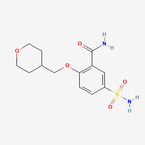 molecular formula C13H18N2O5S B8662918 5-Sulfamoyl-2-((tetrahydro-2h-pyran-4-yl)methoxy)benzamide 