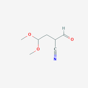 molecular formula C7H11NO3 B8662925 2-Formyl-4,4-dimethoxybutanenitrile CAS No. 85163-50-4