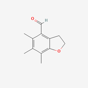 molecular formula C12H14O2 B8662970 5,6,7-Trimethyl-2,3-dihydro-1-benzofuran-4-carbaldehyde CAS No. 89240-32-4