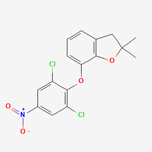 molecular formula C16H13Cl2NO4 B8663257 7-(2,6-Dichloro-4-nitrophenoxy)-2,2-dimethyl-2,3-dihydro-1-benzofuran CAS No. 83054-15-3