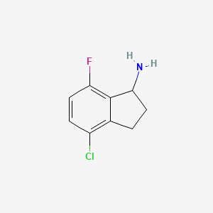 molecular formula C9H9ClFN B8663319 4-chloro-7-fluoro-2,3-dihydro-1H-inden-1-amine 