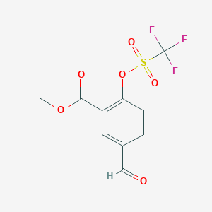 molecular formula C10H7F3O6S B8663495 Methyl 5-formyl-2-(trifluoromethylsulfonyloxy)benzoate CAS No. 173251-53-1