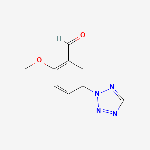 molecular formula C9H8N4O2 B8663503 Benzaldehyde, 2-methoxy-5-(2H-tetrazol-2-yl)- CAS No. 168267-79-6