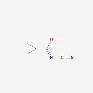 molecular formula C6H8N2O B8663518 methyl N-cyanocyclopropanecarboximidate 
