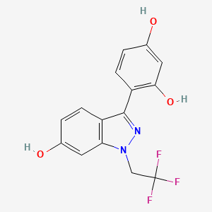 molecular formula C15H11F3N2O3 B8663553 4-(6-Hydroxy-1-(2,2,2-trifluoroethyl)-1H-indazol-3-yl)benzene-1,3-diol CAS No. 680610-80-4