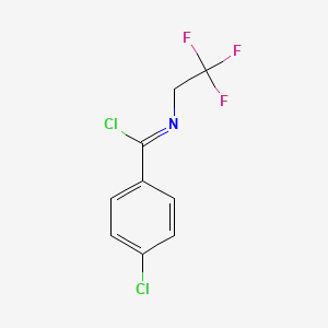 molecular formula C9H6Cl2F3N B8663838 Benzenecarboximidoyl chloride, 4-chloro-N-(2,2,2-trifluoroethyl)- CAS No. 88708-78-5