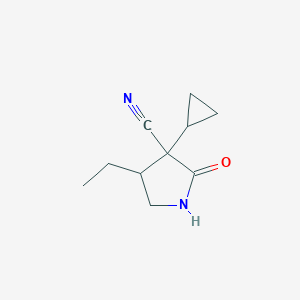 molecular formula C10H14N2O B8663849 3-Cyclopropyl-4-ethyl-2-oxopyrrolidine-3-carbonitrile 