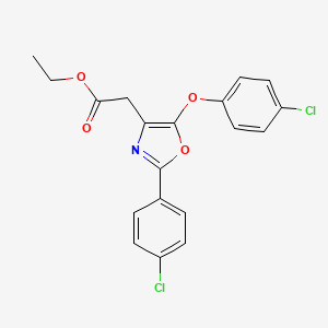 molecular formula C19H15Cl2NO4 B8663933 4-Oxazoleacetic acid, 5-(4-chlorophenoxy)-2-(4-chlorophenyl)-, ethyl ester CAS No. 68430-59-1