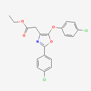 B8663933 4-Oxazoleacetic acid, 5-(4-chlorophenoxy)-2-(4-chlorophenyl)-, ethyl ester CAS No. 68430-59-1