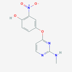 molecular formula C11H10N4O4 B8664283 4-(2-Methylamino-pyrimidin-4-yloxy)-2-nitro-phenol 
