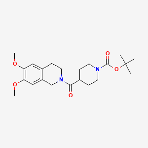 molecular formula C22H32N2O5 B8664356 Tert-butyl 4-(6,7-dimethoxy-1,2,3,4-tetrahydroisoquinoline-2-carbonyl)piperidine-1-carboxylate 