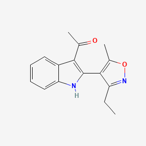 molecular formula C16H16N2O2 B8664377 1-[2-(3-Ethyl-5-methyl-1,2-oxazol-4-yl)-1H-indol-3-yl]ethan-1-one CAS No. 83102-53-8