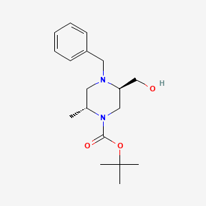 molecular formula C18H28N2O3 B8664453 tert-butyl (2R,5R)-4-benzyl-5-(hydroxymethyl)-2-methylpiperazine-1-carboxylate 
