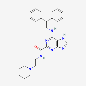 molecular formula C27H31N7O B8664457 6-[(2,2-Diphenylethyl)amino]-N-[2-(1-piperidinyl)ethyl]-9H-purine-2-carboxamide CAS No. 313345-11-8
