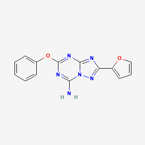 molecular formula C14H10N6O2 B8664659 2-(Furan-2-yl)-5-phenoxy-[1,2,4]triazolo[1,5-a][1,3,5]triazin-7-amine CAS No. 139179-53-6